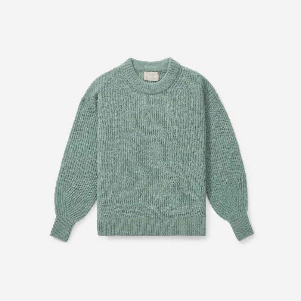 Everlane Oversized Alpaca Crewneck Sweater Pomona Green XS